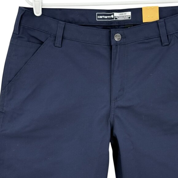 NWT Carhartt Women's Rugged Flex Outdoor Blue Canvas Work Shorts Sz 14 Inseam 10 - Picture 3 of 12